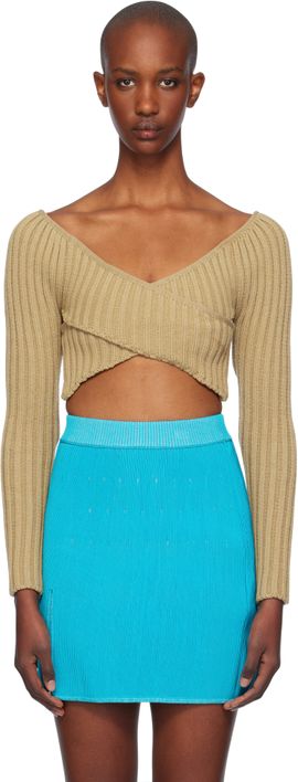 Isa Boulder Isa Boulder Beige Crossed Sleeves Sweater