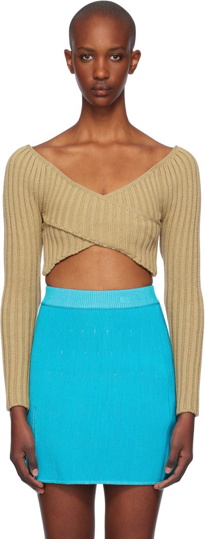 Isa Boulder Isa Boulder Beige Crossed Sleeves Sweater