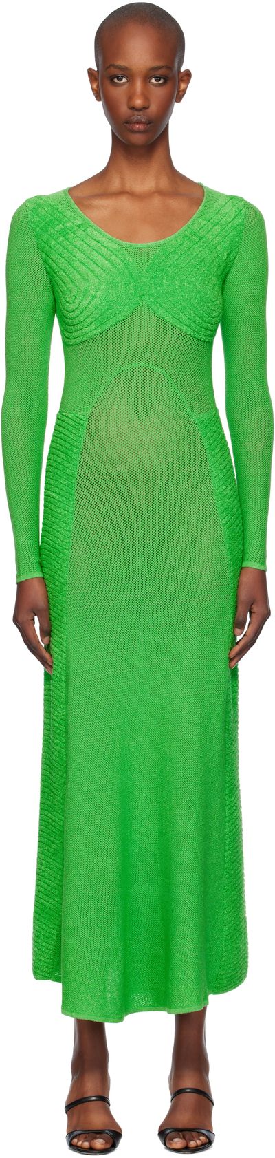 Isa Boulder Isa Boulder Green Sweetheart Long Sleeve Maxi Dress
