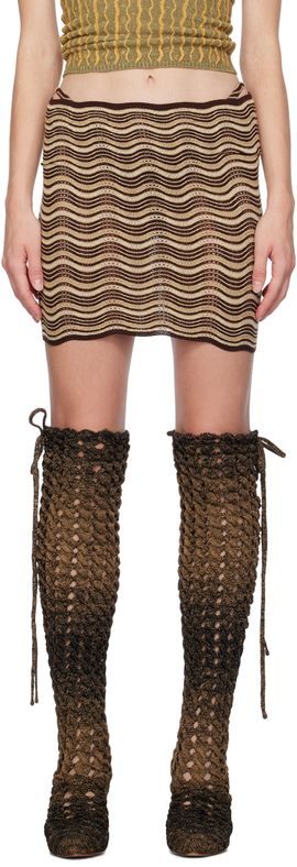 Isa Boulder Isa Boulder SSENSE Exclusive Beige & Brown Miniskirt