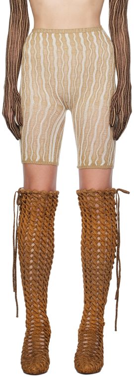 Isa Boulder Isa Boulder SSENSE Exclusive Beige & White Shorts