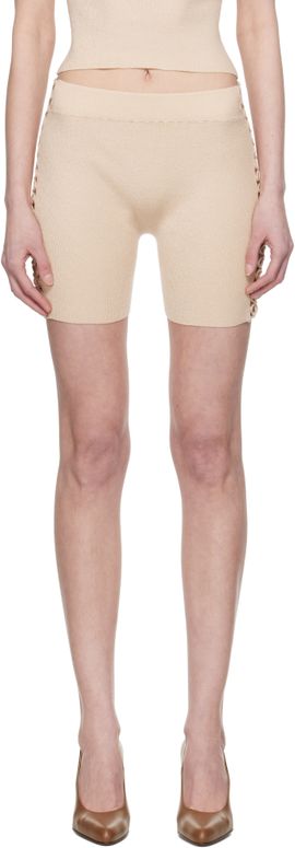 Isa Boulder Isa Boulder SSENSE Exclusive Beige Ribbed High Waist Shorts