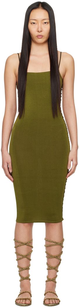 Isa Boulder Isa Boulder SSENSE Exclusive Khaki Jigsaw Midi Dress