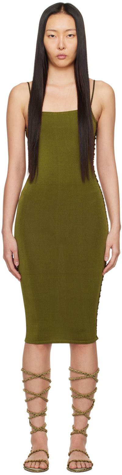 Isa Boulder Isa Boulder SSENSE Exclusive Khaki Jigsaw Midi Dress