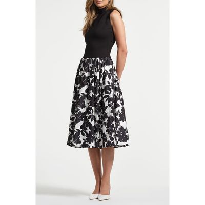 Isaac Mizrahi New York Isaac Mizrahi New York Sleeveless Ponte & Satin Midi Dress