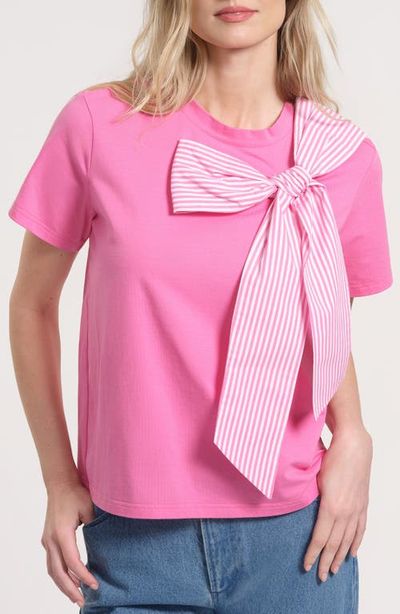 Isaac Mizrahi New York Isaac Mizrahi New York Striped Bow Stretch Cotton T-Shirt