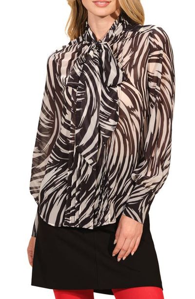 Isaac Mizrahi New York Isaac Mizrahi New York Tie Neck Button-Up Shirt