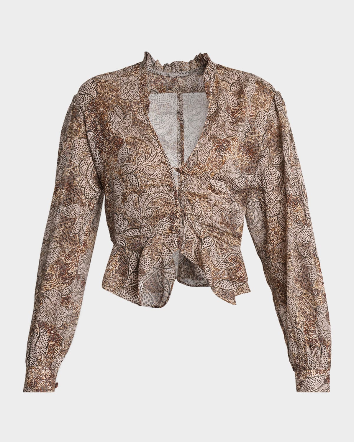Isabel Marant Celeny Floral Button-Front Crop Blouse