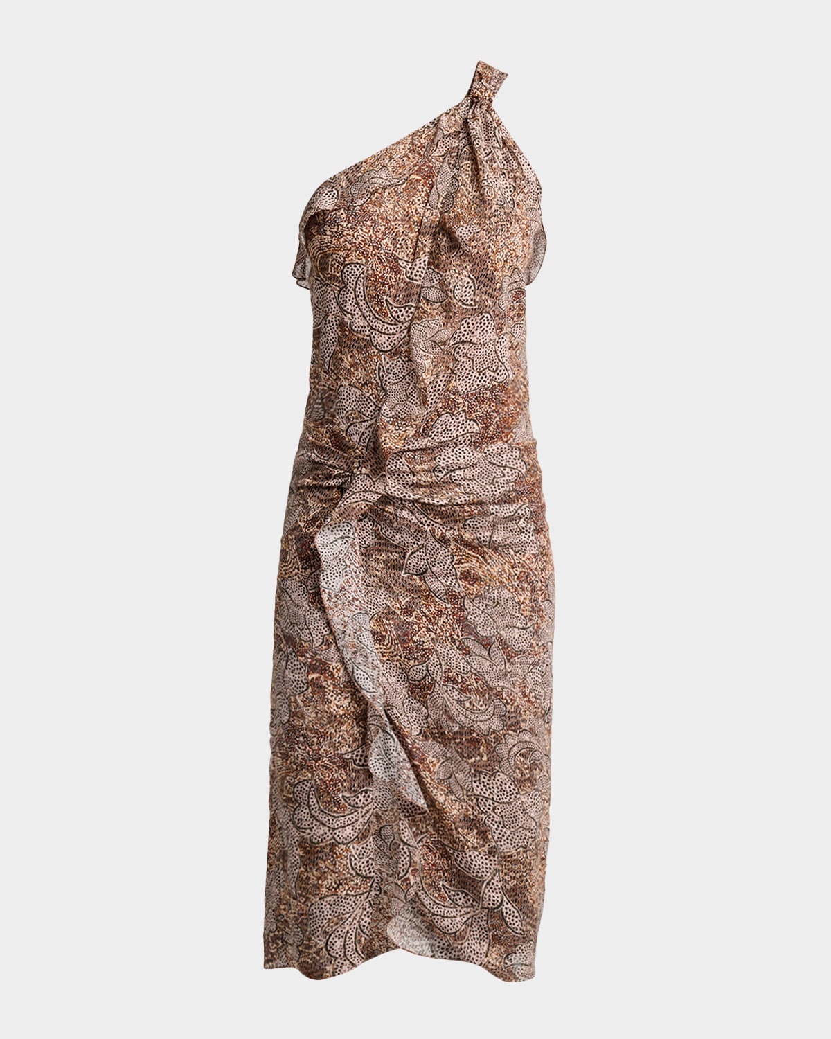 Isabel Marant Charlota Floral-Print Ruffle One-Shoulder Dress