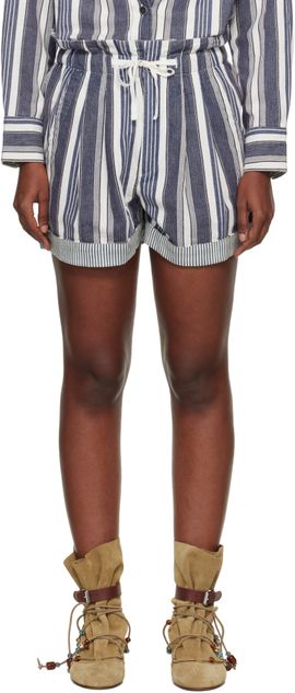 Isabel Marant Etoile Isabel Marant Etoile Navy & Off-White Nirma Summer Striped Shorts