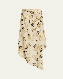 Isabel Marant Faniry Floral Asymmetric Silk Skirt