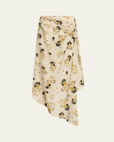 Isabel Marant Faniry Floral Asymmetric Silk Skirt