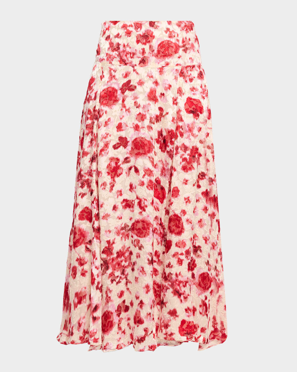 Isabel Marant Hilza Floral Devoré Silk Georgette Midi Skirt