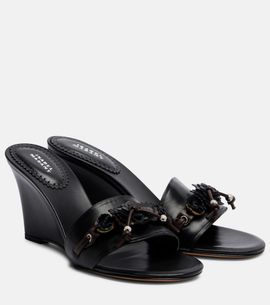 Isabel Marant Isabel Marant Anee embellished leather wedge mules