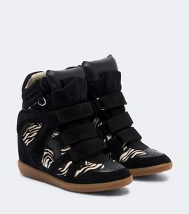 Isabel Marant Isabel Marant Bekett calf hair and suede wedge sneakers