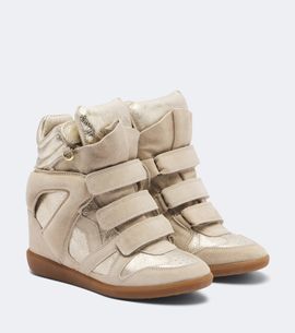 Isabel Marant Isabel Marant Bekett metallic leather and suede wedge sneakers