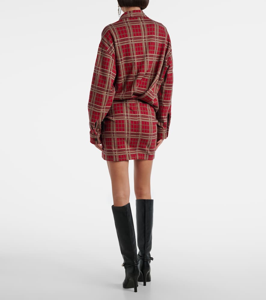 belted plaid cotton-blend dress DailyTrove Women's Plaid Shirt Dress, Belted, Casual Work & Weekend Outfit, Mid-Weight Cotton Blend