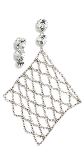 Isabel Marant Isabel Marant Crystal Mesh Asymmetric Drop Earrings Transparent/Silver One