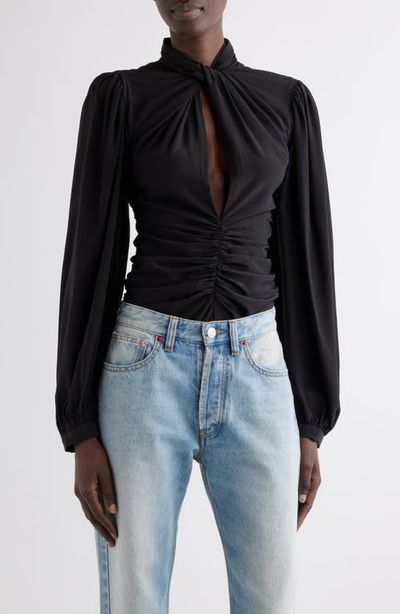 Isabel Marant Isabel Marant Depsona Twisted Mock Neck Silk Top