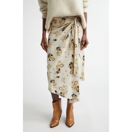 Isabel Marant Isabel Marant Faniry Floral Asymmetrical Stretch Silk Midi Skirt
