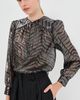 Isabel Marant Isabel Marant Farali Gathered Silk Blouse Black/Silver - 2
