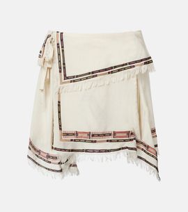 Isabel Marant Isabel Marant Feriel embroidered fringed silk wrap skirt