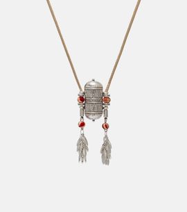 Isabel Marant Isabel Marant Janis beaded leather-trimmed pendant necklace