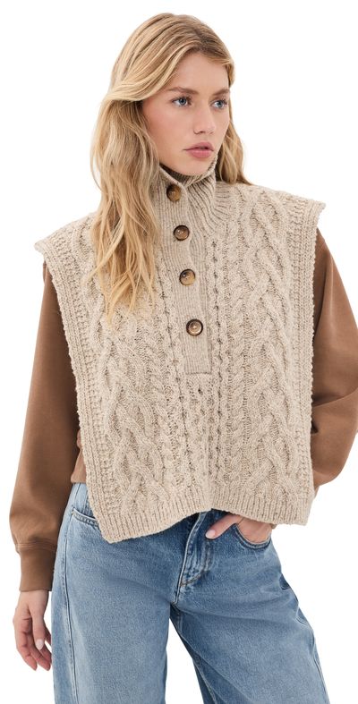 Isabel Marant Isabel Marant Kara Cable Knit Scarf Beige One