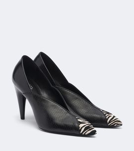 Isabel Marant Isabel Marant Luza calf hair-trimmed snake-effect leather pumps