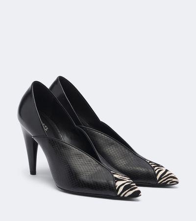 Isabel Marant Isabel Marant Luza calf hair-trimmed snake-effect leather pumps