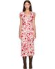 Isabel Marant Isabel Marant Red & Beige Lyndsay Midi Dress - 1