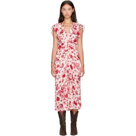 Isabel Marant Isabel Marant Red & Beige Lyndsay Midi Dress