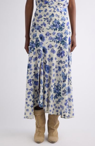 Isabel Marant Isabel Marant Sakura Floral Ikat Print Stretch Silk Skirt