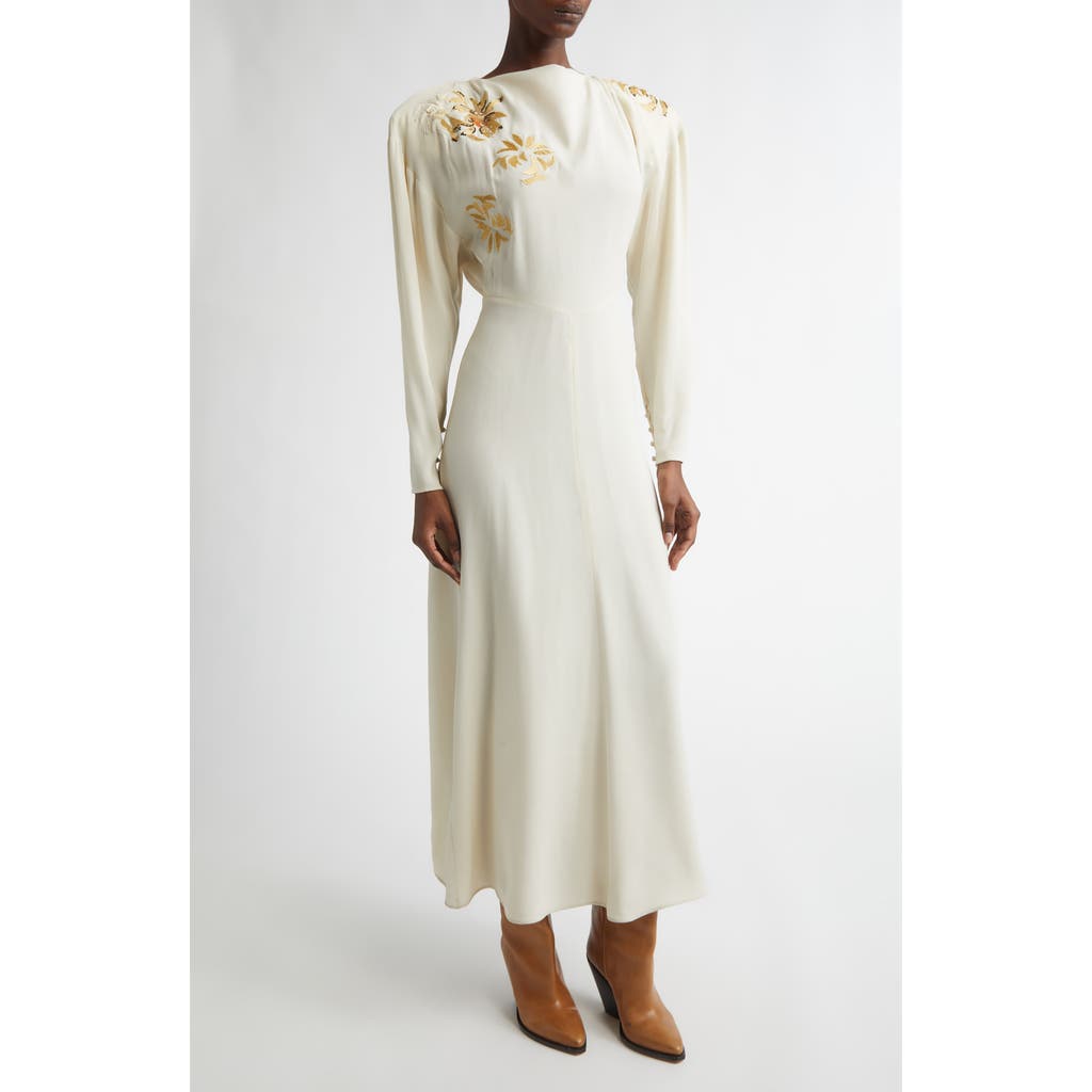 Isabel Marant Isabel Marant Samsha Long Sleeve Embellished Crepe Maxi Dress