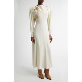 Isabel Marant Isabel Marant Samsha Long Sleeve Embellished Crepe Maxi Dress