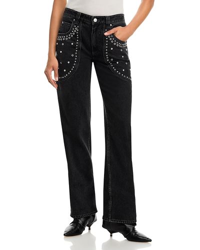 Isabel Marant Etoile Isabel Marant Silka Mid Rise Bootcut Jeans in Faded Black