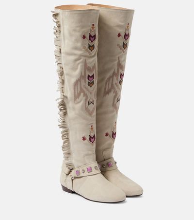 Isabel Marant Isabel Marant Soksa embroidered suede knee-high boots