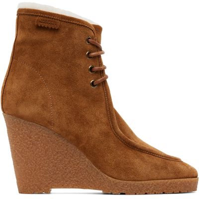 Isabel Marant Isabel Marant Tan Cylia Shearling Wedge Boots