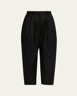 Isabel Marant Janice Pinstripe Double-Pleated Barrel-Leg Ankle Trousers