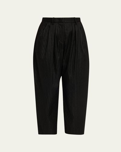 Isabel Marant Janice Pinstripe Double-Pleated Barrel-Leg Ankle Trousers