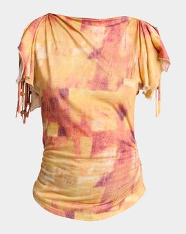 Isabel Marant Jazia Fringe Split-Sleeve Jersey Blouse