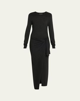 Isabel Marant Jozira Button-Shoulder Wrap Maxi Sweater Dress