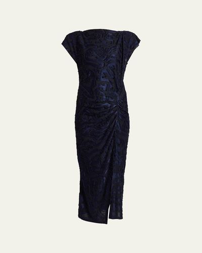 Isabel Marant Ladan Textured Jacquard Cap-Sleeve Midi Dress