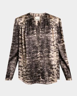 Isabel Marant Laraya Snake-Print Silk Peasant Blouse