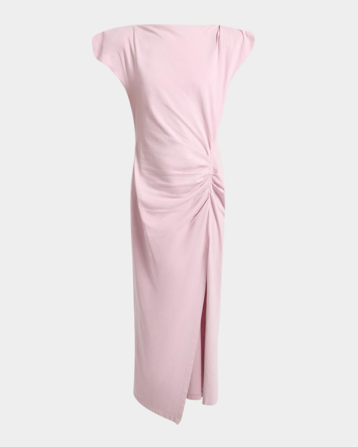 Isabel Marant Nadela Ruched Slit Cotton Ankle Dress