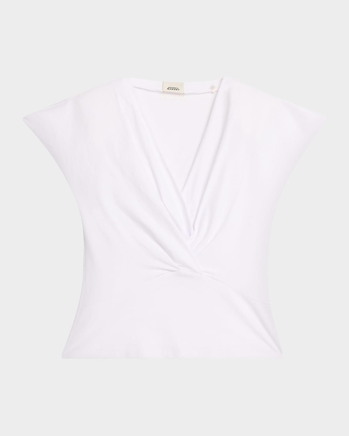 Isabel Marant Nadrine Gathered V-Neck Cotton T-Shirt