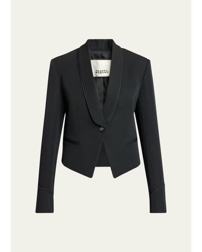 Isabel Marant Pialena Satin Trim SIngle-Breasted Tailored Jacket