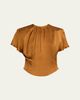 Isabel Marant Sakine Pleated Short-Sleeve Satin Top - 1