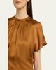 Isabel Marant Sakine Pleated Short-Sleeve Satin Top - 5