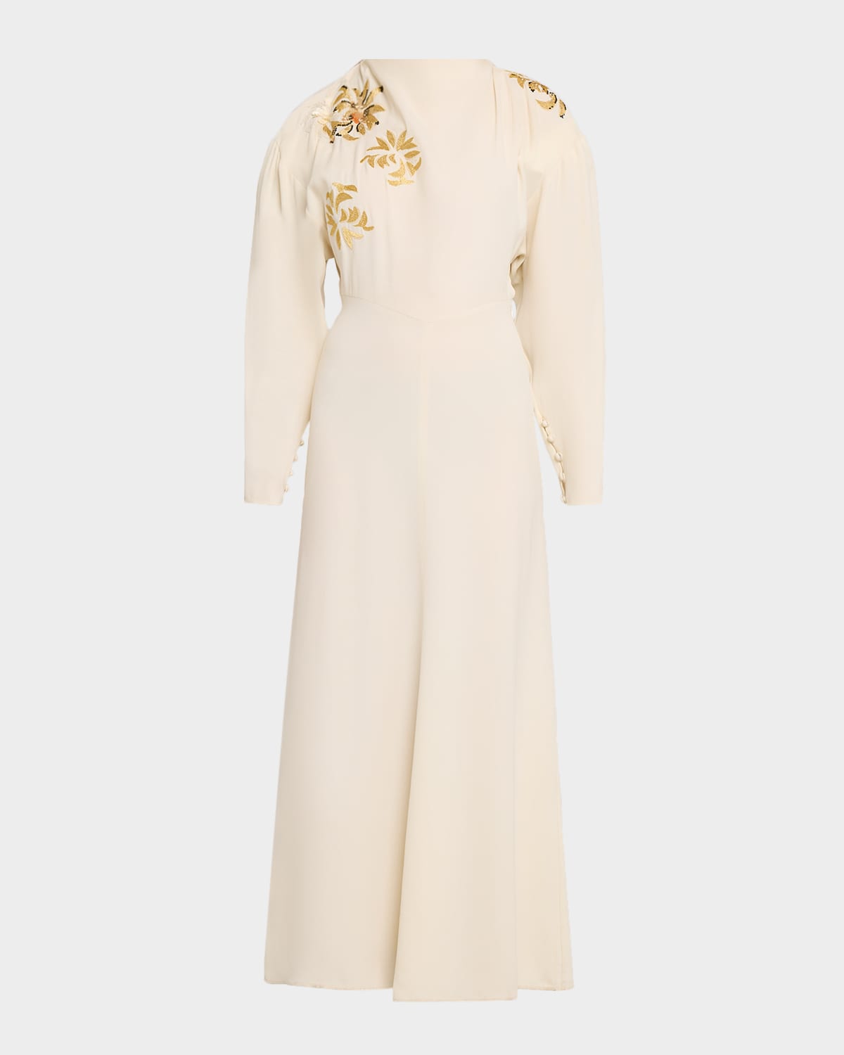 Isabel Marant Samsha Embellished Crepe Long-Sleeve Maxi Dress